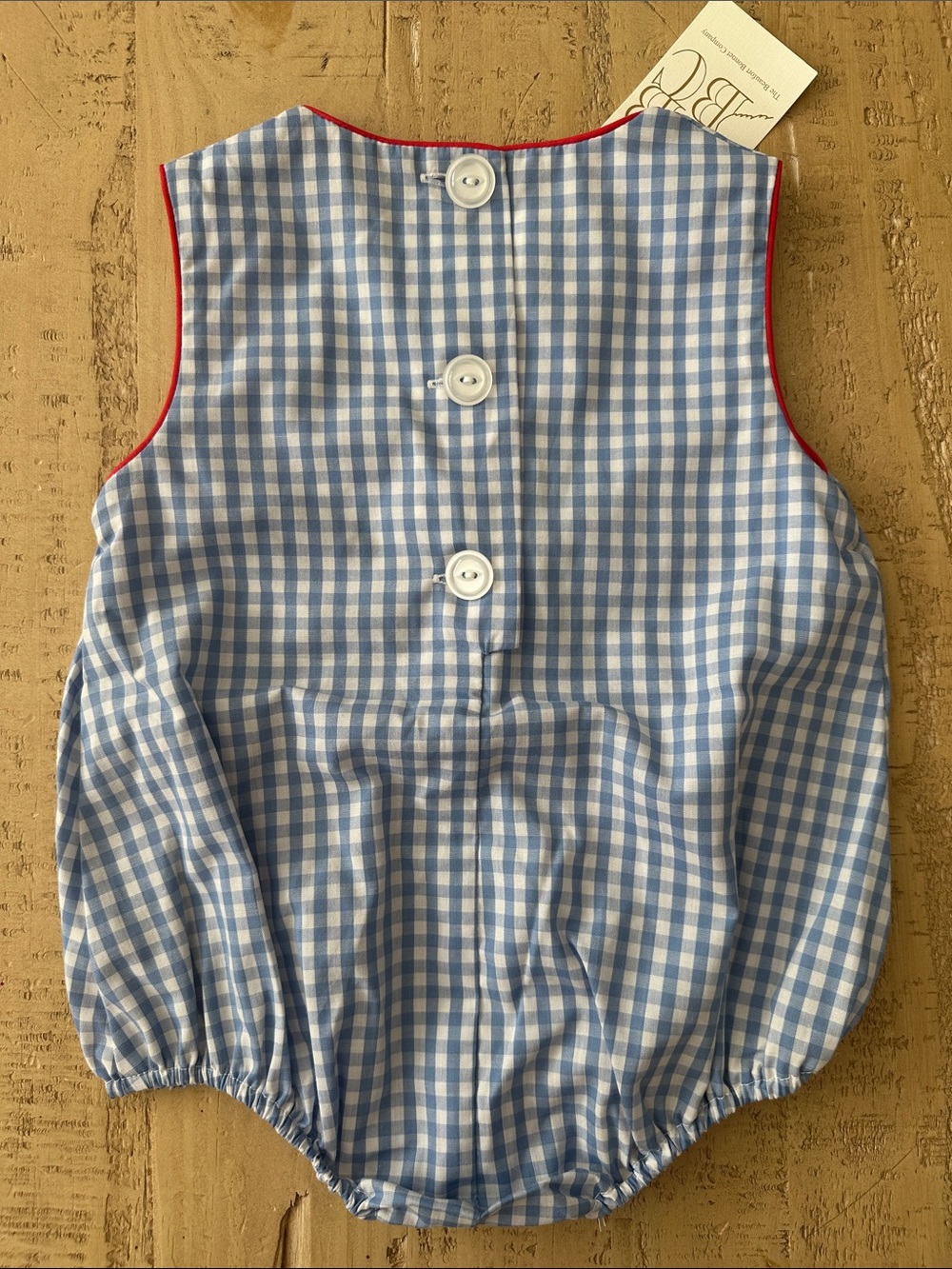 TBBC Benjamin Bubble, Park City Periwinkle Check/Richmond Red, 18-24M - Picture 4 of 4